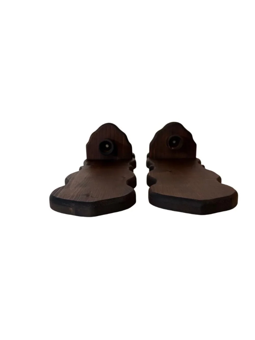 Wood Wall Candle Sconces Pair Colonial Early American Farmhouse Vtg Country Deco